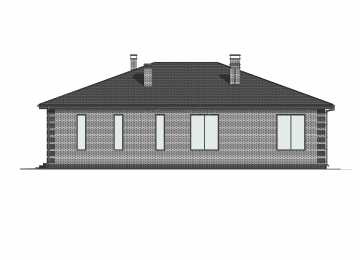 Проект узкого одноэтажного дома с одноместным гаражом - P269