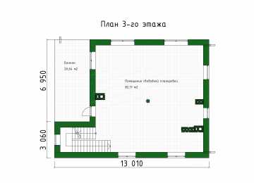 Проект жилого трехэтажного дома с площадью до 300 кв.м. - P271