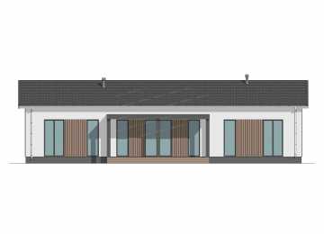 Проект узкого одноэтажного дома с кабинетом - P274-1