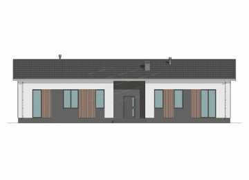 Проект узкого одноэтажного дома с кабинетом - P274-1