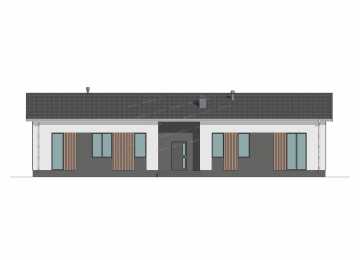 Проект узкого одноэтажного дома с кабинетом - P274-2