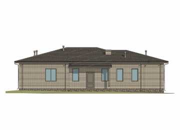 Проект узкого одноэтажного дома с пятью спальнями - P279