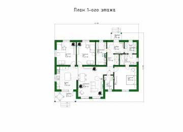 Проект жилого одноэтажного дома с большими окнами и вторым светом - P281