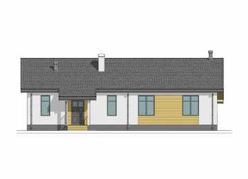 Проект жилого одноэтажного дома с большими окнами и вторым светом - P281