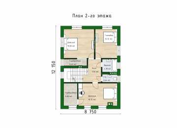 Проект узкого двухэтажного дома с четырьмя спальнями - P231