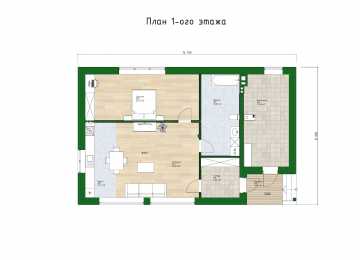 Проект узкого одноэтажного дома с большими окнами - P242-2