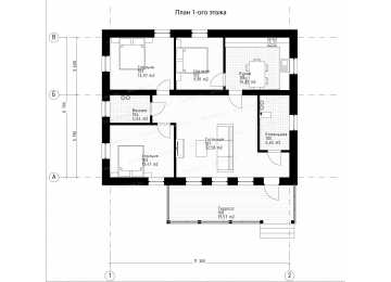 Проект жилого одноэтажного дома с размерами 8 м на 11 м - P244