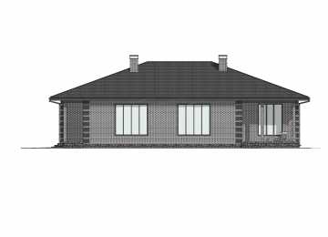 Проект узкого одноэтажного дома с одноместным гаражом - P249
