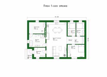 Проект узкого одноэтажного дома в стиле минимализм - P252