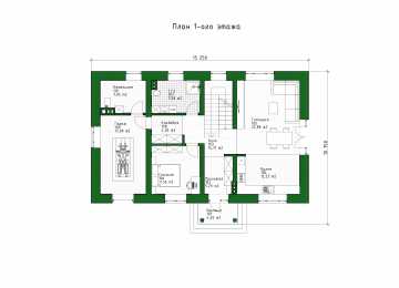 Проект узкого двухэтажного дома с одноместным гаражом и террасой на втором этаже - P277