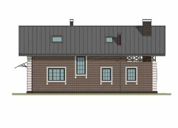 Проект узкого двухэтажного дома с одноместным гаражом и террасой на втором этаже - P277