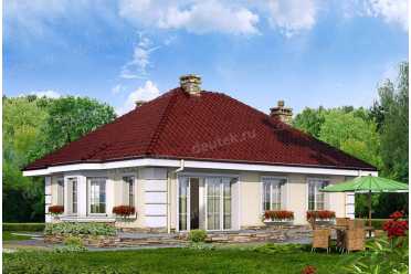 Проект одноэтажного дома с 2 спальнями DT0411