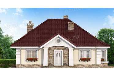 Проект одноэтажного дома с 2 спальнями DT0411