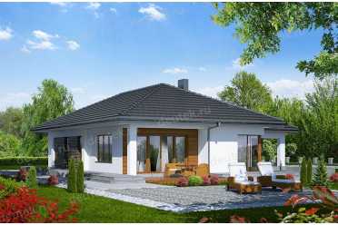 Проект европейского дома с одноместным гаражом 16 на 17 метров DTA100116