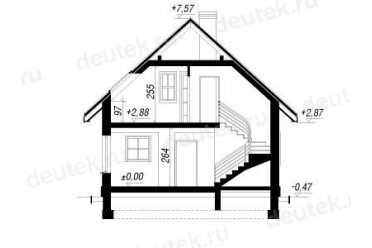 Проект европейского дачного дома с мансардой и камином 8 на 8 метров DTA100151