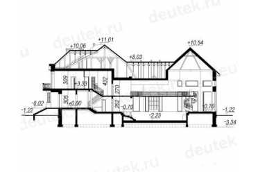 Проект европейского дома с мансардой и бассейном 32 на 33 метров DTA100195