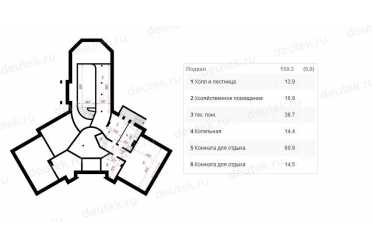 Проект европейского дома с мансардой и бассейном 32 на 33 метров DTA100195