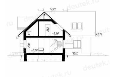 Проект европейского дома с мансардой и камином 12 на 12 метров DTA10059