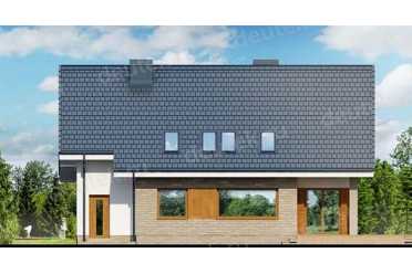 Проект одноэтажного дома из керамических блоков с террасой, мансардой и гаражом DTN100030