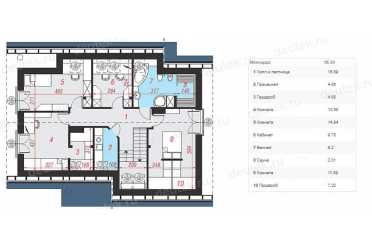 Проект одноэтажного дома из керамических блоков с террасой, мансардой и гаражом DTN100030