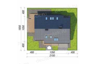 Проект одноэтажного дома из керамических блоков с террасой, мансардой и гаражом DTN100030