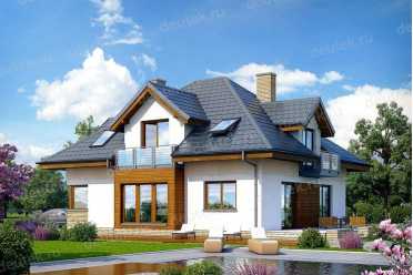 Проект двухэтажного дома из керамических блоков с двухместным гаражом DTN100064