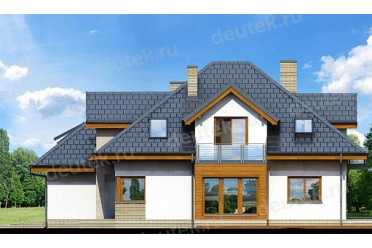 Проект двухэтажного дома из керамических блоков с двухместным гаражом DTN100064