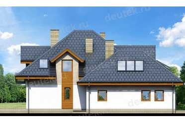 Проект двухэтажного дома из керамических блоков с двухместным гаражом DTN100064