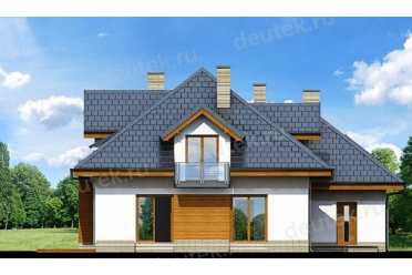 Проект двухэтажного дома из керамических блоков с двухместным гаражом DTN100064