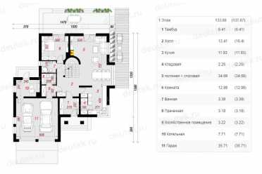 Проект двухэтажного дома из керамических блоков с двухместным гаражом DTN100064