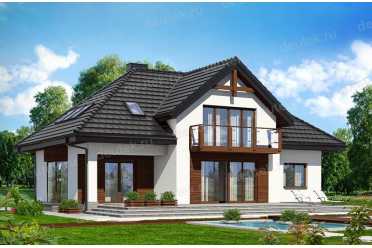 Проект двухэтажного дома из керамических блоков с двухместным гаражом DTN100068