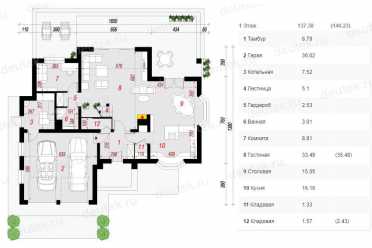 Проект двухэтажного дома из керамических блоков с двухместным гаражом DTN100068