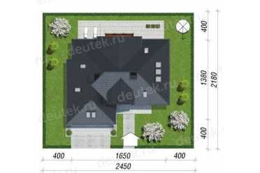 Проект двухэтажного дома из керамических блоков с двухместным гаражом DTN100068