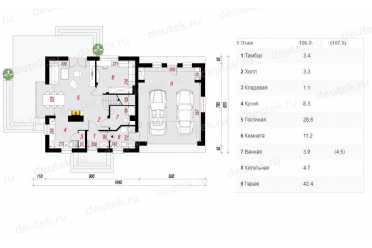 Проект двухэтажного дома из керамаблоков с двухместным гаражом  DTN100103