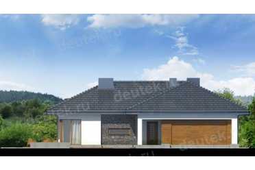 Проект европейского одноэтажного дома с двухместным гаражом, чердаком и камином 16 на 18 м - DTA100045 DTS100045