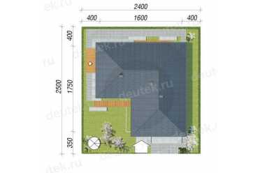 Проект европейского одноэтажного дома с двухместным гаражом, чердаком и камином 16 на 18 м - DTA100045 DTS100045