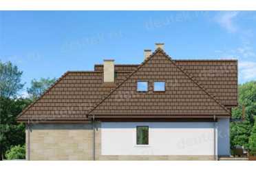 Проект двухэтажного дома из керамоблоков с мансардой и двухместным гаражом DTV100125