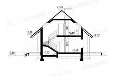 Проект двухэтажного дома из керамоблоков с мансардой и одноместным гаражом DTV100210