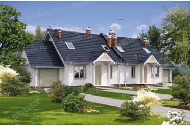 Проект дюплекса с гаражом и мансардой DTM53