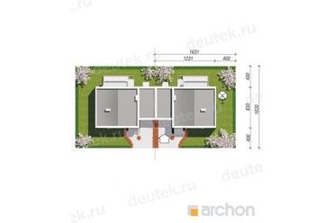 Проект дюплекса c плоской крышей DT0468