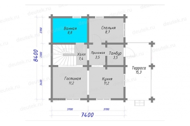 Проект деревянного дома из бруса 7 на 8 DTW0012