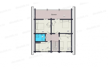 Проект деревянного дома с большим балконом DTW0018