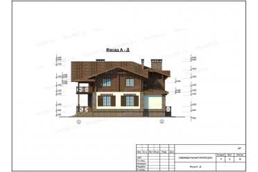 Комбинированный дом из кирпича и бруса DT0289