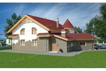 Проект сказочного дома с круглым эркером DT0596