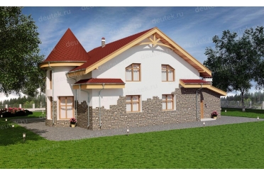 Проект сказочного дома с круглым эркером DT0596