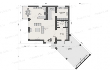 Проект дома с двумя террасами и 4 спальнями DT0617