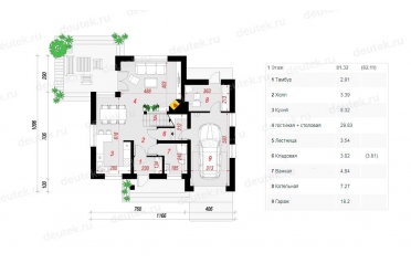 Проект дома с гаражом и тремя спальнями DT0630