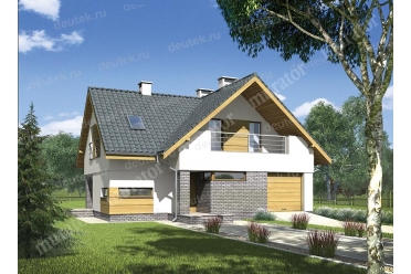 Проект дома с узким гаражом на 2 машины DTM100