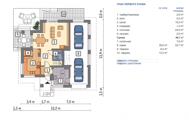 Проект дома с узким гаражом на 2 машины DTM100