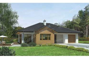 Проект дома с гаражом и 3 спальнями DTM146